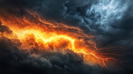Intense Storm Front with Dramatic Clouds and Lightning