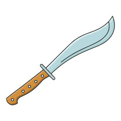 machete sword weapon tool flat color vector illustration template design