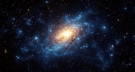 Fototapeta premium Swirling Galaxy in Deep Space Night Sky with Bright Stars and Radial Symmetry