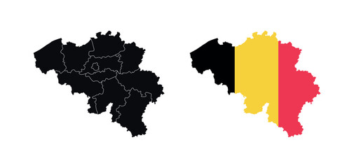 
Belgium Map vector icon. Map of Belgium in Flag colors.
