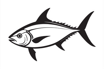 Obraz premium Editable Tuna Fish Vector Graphic Tuna Fish Outline Drawing