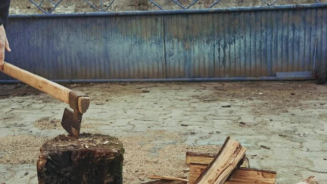 Cutting Wood with an Axe