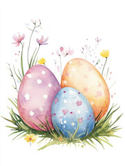 Fototapeta premium Easter dreamy watercolor clip illustration clip arts.