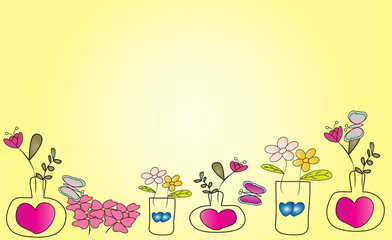 greeting card with flowers and butterflys&jars