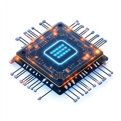 Advanced Microchip Technology Futuristic Digital Circuit Board Innovative Processor Powerful Computing System High Tech Electronic Component Modern   