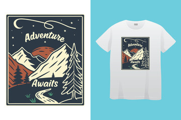 Camping t shirt design vector file. Mountain camping t shirt. Gift t-shirt for men.