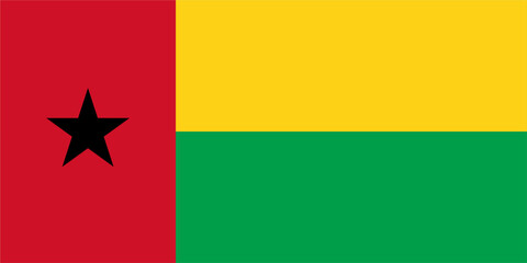 The flag of Guinea Bissau, with accurate proportions and official colors. Vector image.