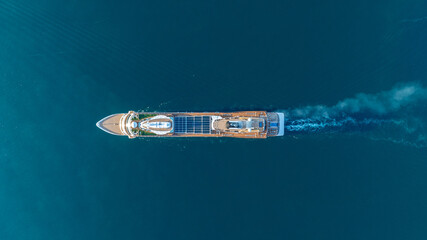 Cruise Ship, Cruise Liners beautiful white cruise ship above luxury cruise in the ocean sea concept exclusive tourism travel on holiday take a vacation time on summer.