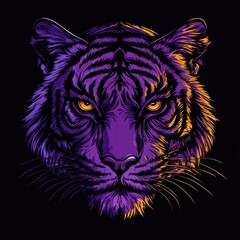 Obraz premium Vibrant colored tiger head vector on black background for illustrations and branding