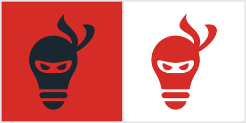 Ninja bulb,Smart lamp Logo Design Vector Icon Symbol Illustrations.