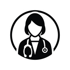 Minimalist doctor icon with stethoscope. Professional medical and healthcare vector illustration for hospital, clinic, and patient diagnosis.