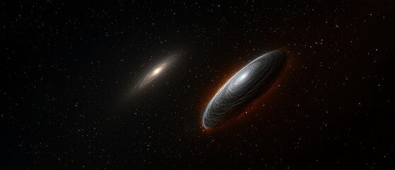 Naklejka premium Two Galaxies in Deep Space, Close Encounter