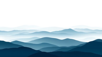 Serene Blue Mountain Ranges In Layers Of Mist