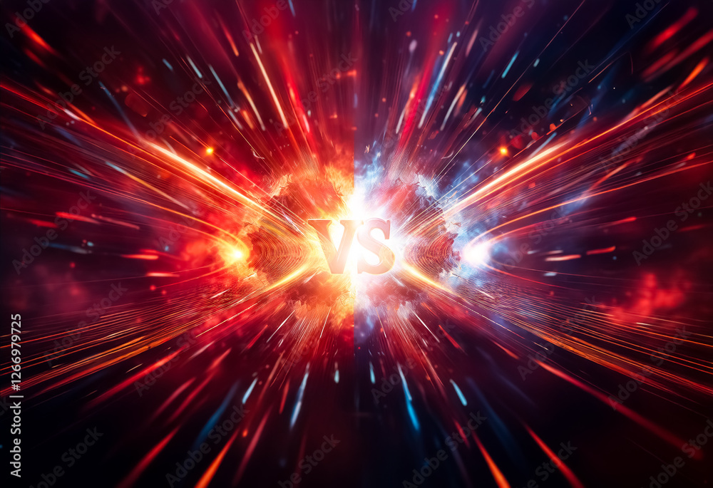 Leinwandbilder vibrant streaks of red and blue light dramatically converge, creating a powerful visual clash at the