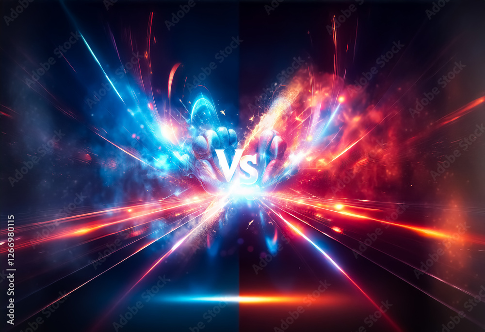 Fototapete dynamic abstract background showcasing a vibrant clash of blue and red energy. streaks of light crea