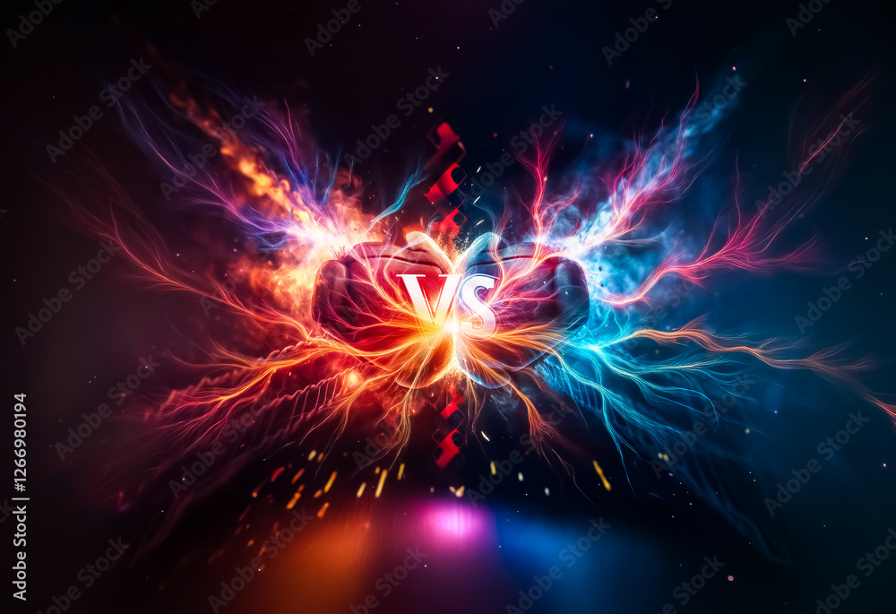 Leinwandbilder vibrant abstract energy bursts with dynamic red and blue hues, creating a powerful contrast and vivi