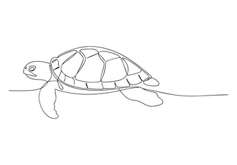Continuous One Line Turtle | Minimalist Animal Vector Illustration