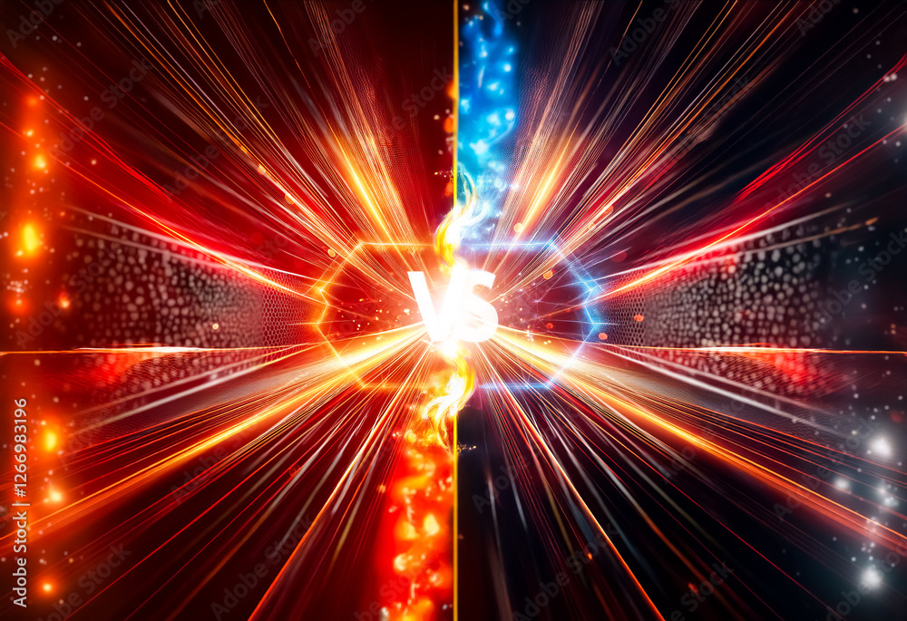 Leinwandbilder dynamic abstract background with opposing energy fields colliding. vibrant red and orange clash agai