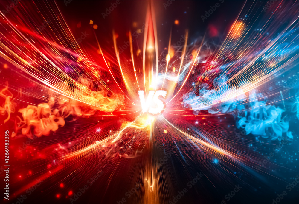 Aufkleber dynamic clash of vibrant energy. red and blue abstract bursts collide with force. a visual represent