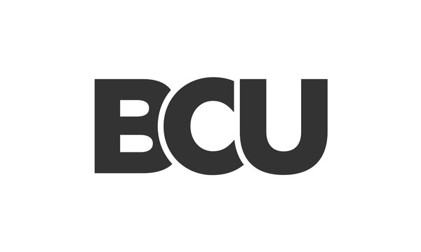 BCU logo design template with strong and modern bold text. Initial based vector logotype featuring simple and minimal typography. Trendy company identity.
