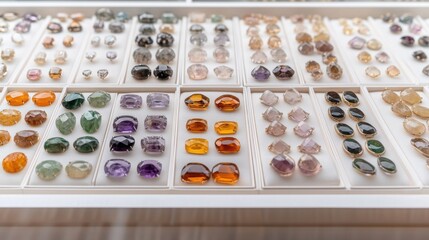 Artfully Arranged Jewelry Case Displaying Stunning Gemstones and Minerals