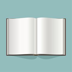 Open book illustration shown from above -  blanc, empty pages - retro style vector - symbolizes reading, science, knowledge, learning or library