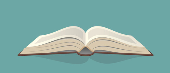 Open book pages illustration in retro style vector - symbolizes reading, science, knowledge, learning or library