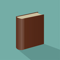 Standing book with blank brown cover mockup -  retro style vector - symbolizes reading, science, knowledge, learning or library