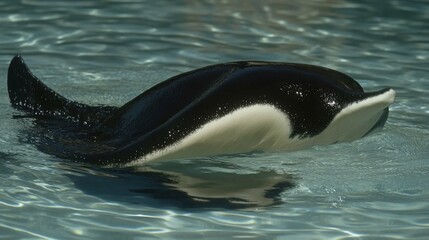 Fototapeta premium Black ray swimming pool habitat, underwater, wildlife