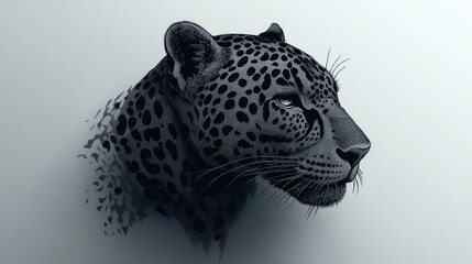 Illustration of a leopard portrait on a white background for graphic design and creative projects