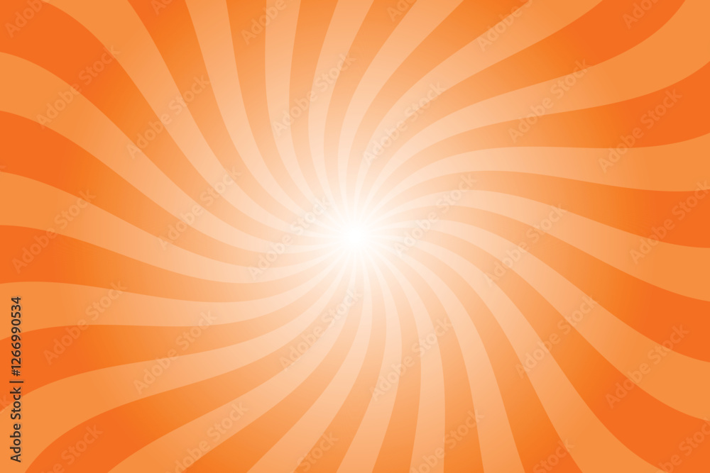 Aufkleber Abstract orange background with rays retro starburst rays. Hot orange sunburst background vector illustration pattern beam rays. Spiral radial striped backdrop. Vector illustration.