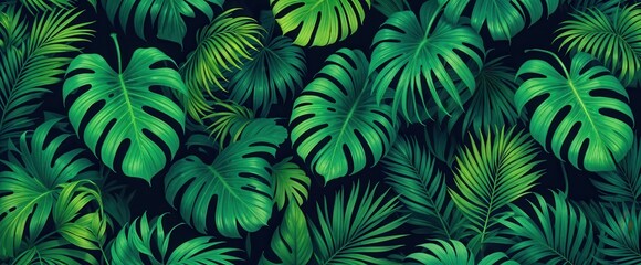 "Tropical Paradise – Lush Green Foliage Pattern"