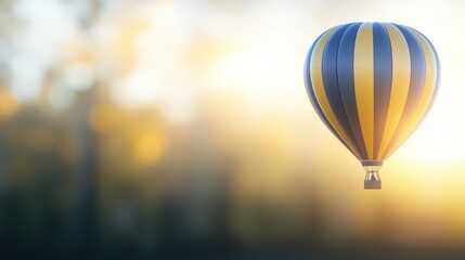 Fototapeta premium Colorful Hot Air Balloon Against a Soft Sunset Glow
