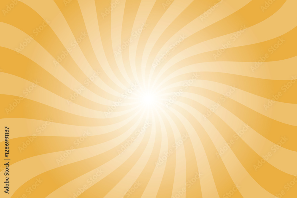 Poster Abstract orange background with rays retro starburst rays. Hunyadi yellow orange sunburst background vector illustration pattern beam rays. Spiral radial striped backdrop. Vector illustration.