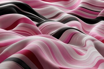 Fototapeta premium Abstract Striped Textile Waves Modern Design Studio Digital Art Soft Background Wide Angle Textile Concept