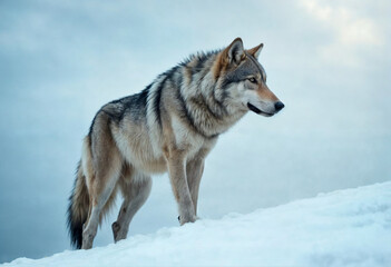 Obraz premium Lobo Gris en un Paisaje Invernal