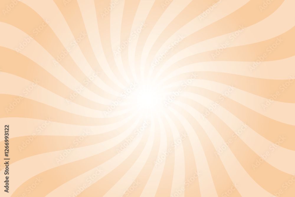 Poster Abstract orange background with rays retro starburst rays. Light copper orange sunburst background vector illustration pattern beam rays. Spiral radial striped backdrop. Vector illustration.