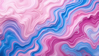 Abstract pink and blue fluid swirl pattern with mesmerizing wave design