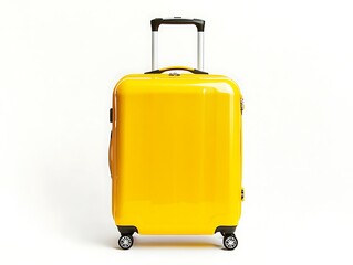 Bold and Sleek Yellow Travel Suitcase with Minimalist Design, Hard Shell Luggage with Black Accents, Secure Zipper, and Modern Aesthetic for Stylish Travelers