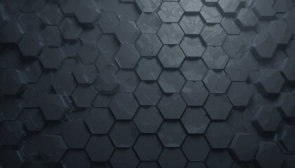 Abstract hexagonal pattern with textured black surface design