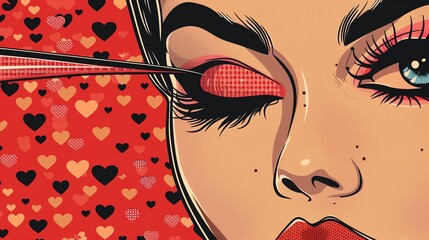 A woman's eye is drawn in the style of pop art.