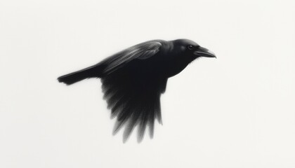 Obraz premium Dark crow flies across the sky. Wildlife photography for article headers