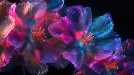 Luminous floral display with iridescent petals and captivating contrasts