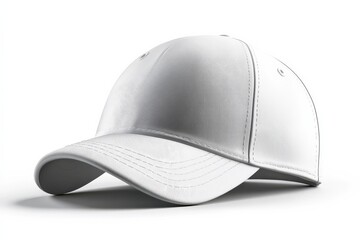 Fototapeta premium The isolated white baseball cap stands out prominently due to the contrasting background.