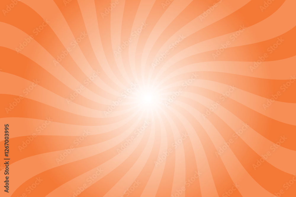 Poster Abstract orange background with rays retro starburst rays. Papaya orange sunburst background vector illustration pattern beam rays. Spiral radial striped backdrop. Vector illustration.
