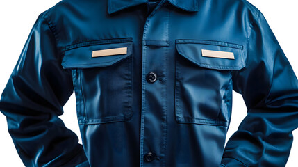 Navy blue mechanic uniform mockup with jumpsuit and name badge