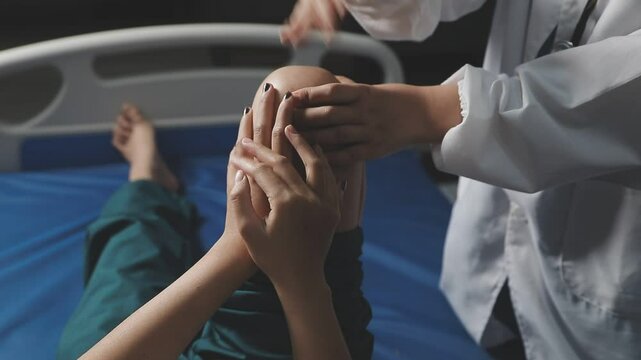 Physical therapists or physicians perform physical therapy for patients admitted to the hospital, Massage or muscle relaxation and physical therapy concept.