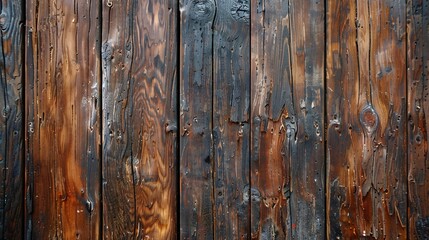 Fototapeta premium A wooden wall with a lot of holes and splinters