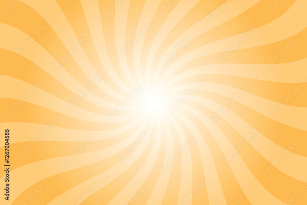 Poster Abstract orange background with rays retro starburst rays. Pastel orange sunburst background vector illustration pattern beam rays. Spiral radial striped backdrop. Vector illustration.