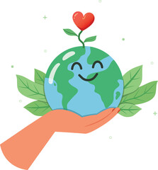 Save the planet earth, Hand holding the earth for environmental protection, environment day concept.